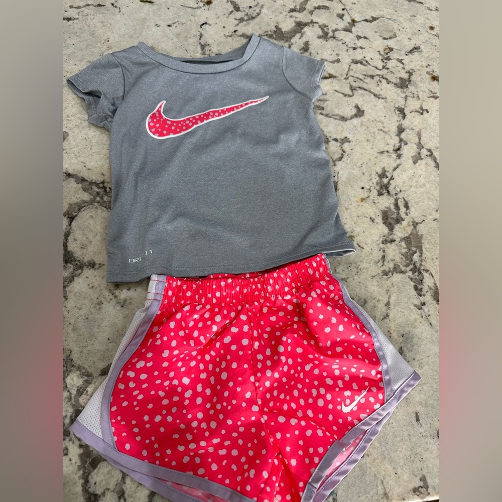 Nike Dri-FIT Pink and White Shorts Set